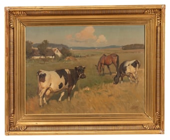 Knud Erik Edsberg - Pastoral Scene Oil on Canvas