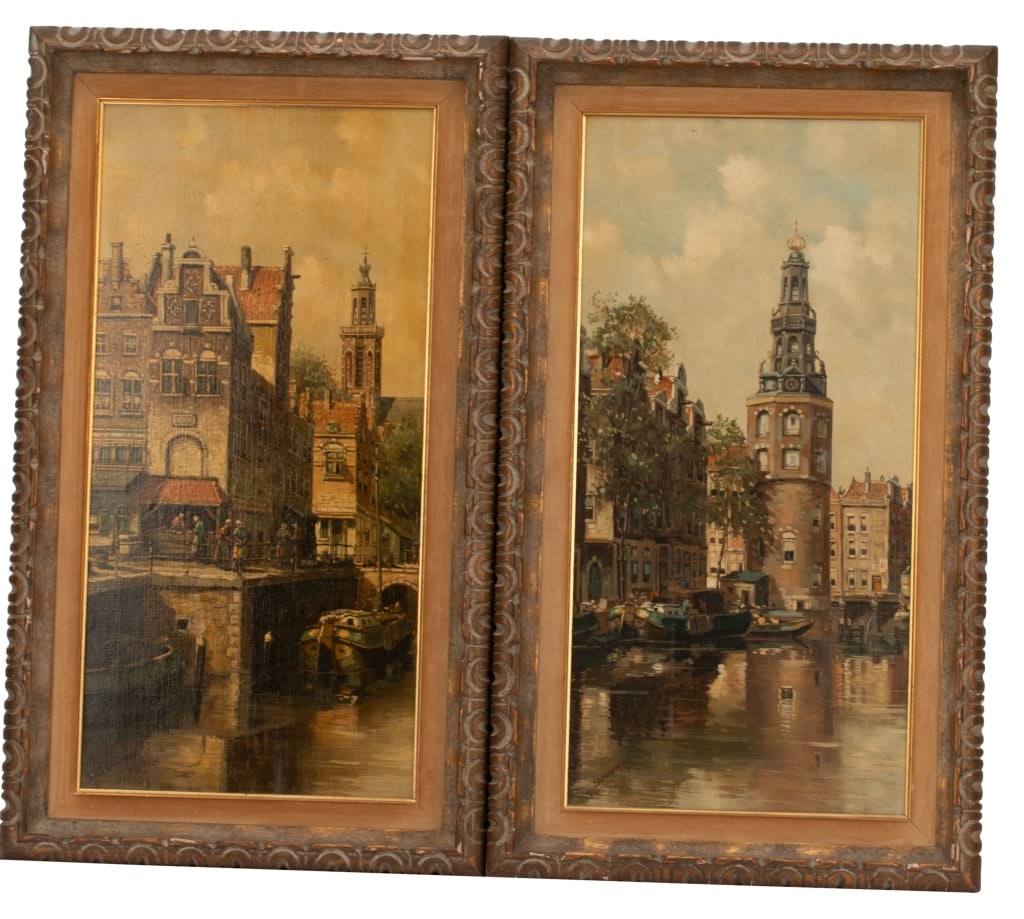Wilhelm Bouwman - Dutch Canal Painting Pair (1 of 11)