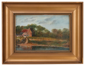 J. Brown 19th c. Oil on Board Landscape