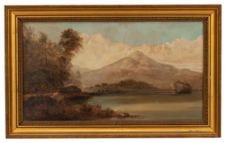 Antique Landscape Oil on Canvas Painting