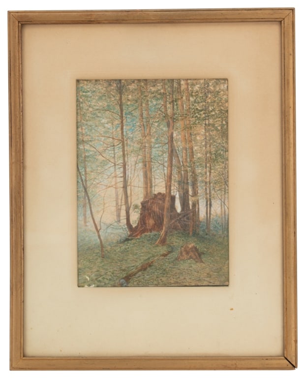 Castor Fay 19th c. Watercolor Forest Scene (1 of 7)