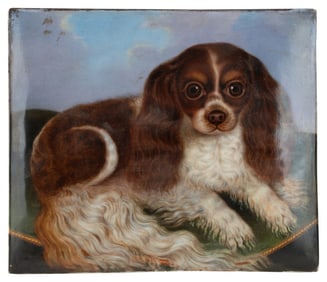 Signed King Charles Spaniel Dog Ceramic Art Tile
