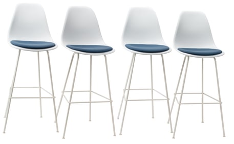 Set of Four Eames Plastic Bar Stools