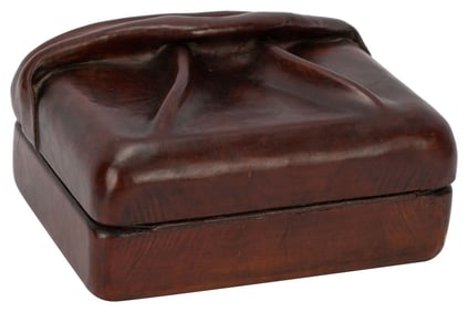 Vintage Handmade Leather Suede Jewelry Trinket Box