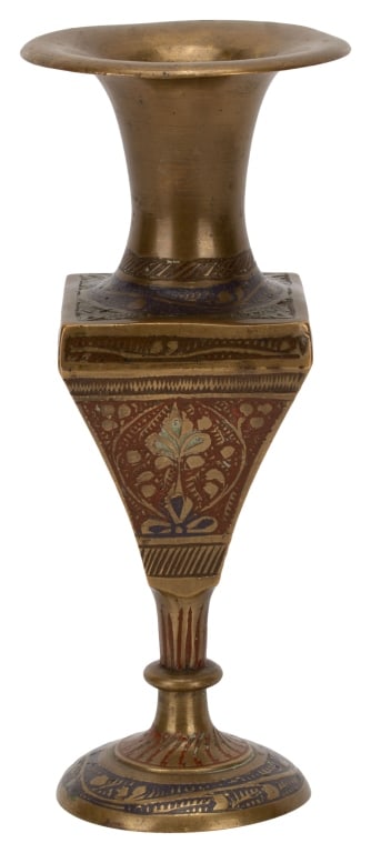 Vintage British India Enameled Brass Vase (1 of 9)