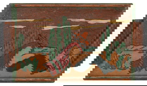 1940s Hand-Carved Mexican Folk Art Wood Tray