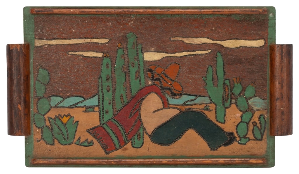 1940s Hand-Carved Mexican Folk Art Wood Tray (1 of 8)