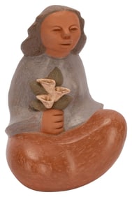 Catolom Signed Mexican Folk Art Clay Figurine
