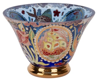 Signed Royo Moser Jose Royo Art Glass Bowl