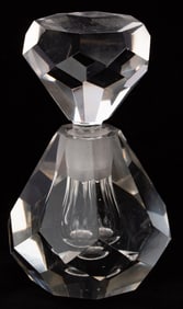 Art Deco Heavy Lead Crystal Faceted Perfume Bottle