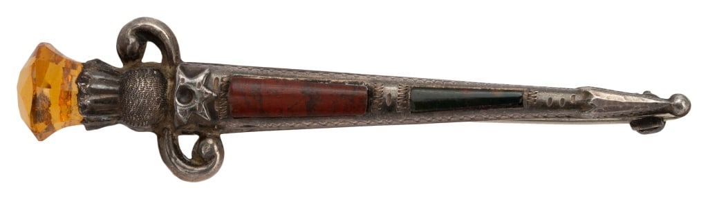 Antique Scottish Agate Dirk Brooch Kilt Pin (1 of 8)