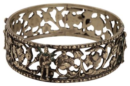 Peruzzi Style Silver Plate Figural Bangle - Italy