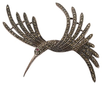 Judith Jack Sterling & Marcasite Hummingbird Pin