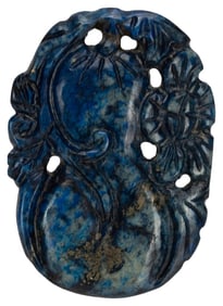 Chinese Carved Lapis Gourd Flora Stone