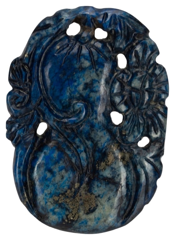 Chinese Carved Lapis Gourd Flora Stone (1 of 6)
