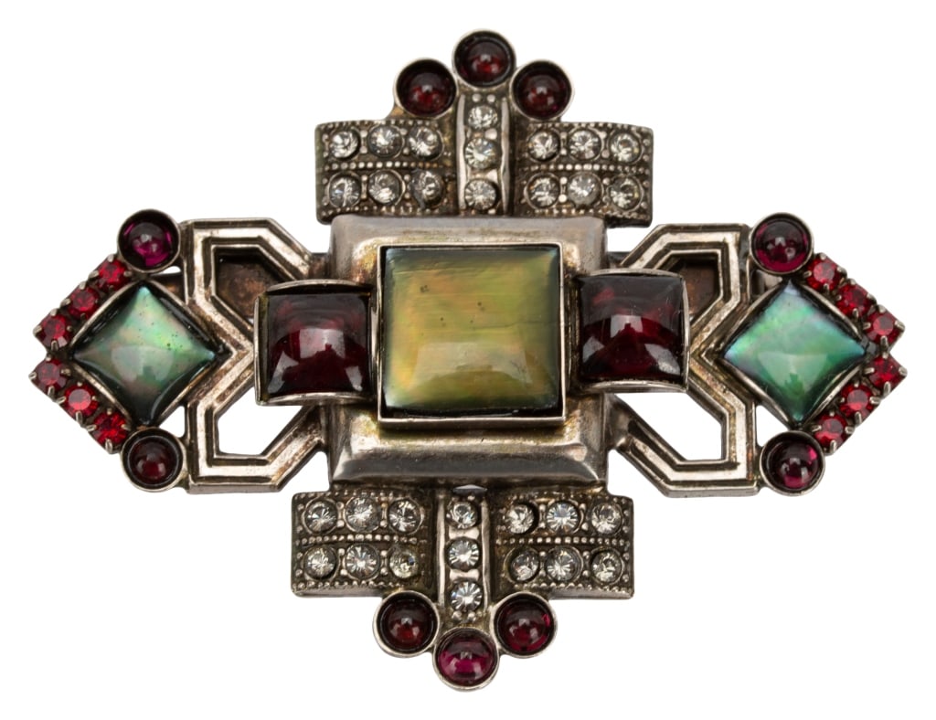 Signed Sorrelli Silver Tone Jeweled Brooch (1 of 6)