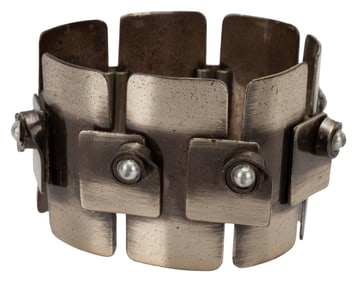Modernist Frank Rebajes Sterling Panel Bracelet