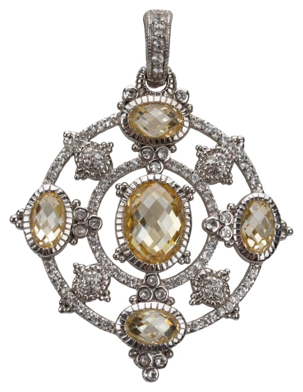 Judith Ripka Silver Canary Crystal Diamond Pendant (1 of 8)