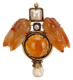 Signed Iradj Moini Crystal Figural Cicada Brooch