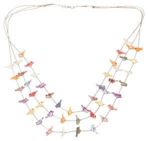 Native American Silver MOP Fetish Bird Jewelry