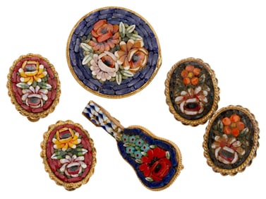 Italian Micromosaic Floral Glass Jewelry