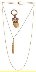 Antique Victorian Gold Filled Chain & Fob Lot
