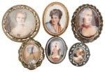 Miniature Hand Painted Portrait Brooch Lot (1 of 8)