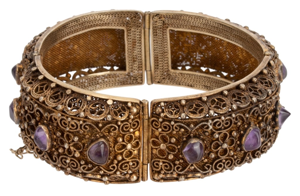 .Middle Eastern Gilt Silver Amethyst Bracelet (1 of 16)