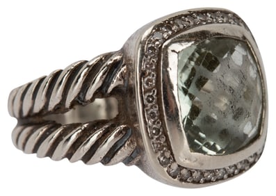 David Yurman Prasiolite & Diamond Sterling Ring