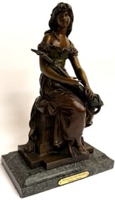 Moreau Mignon Bronze Girl with Mandolin Statue