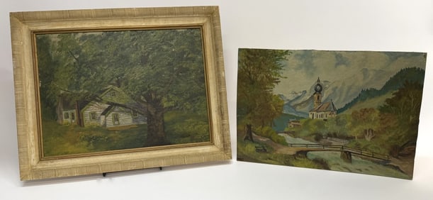 Country Mountainside Landscape Acrylic Paintings