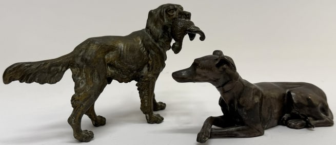 After Moigniez Hunting Dogs Metal Statues