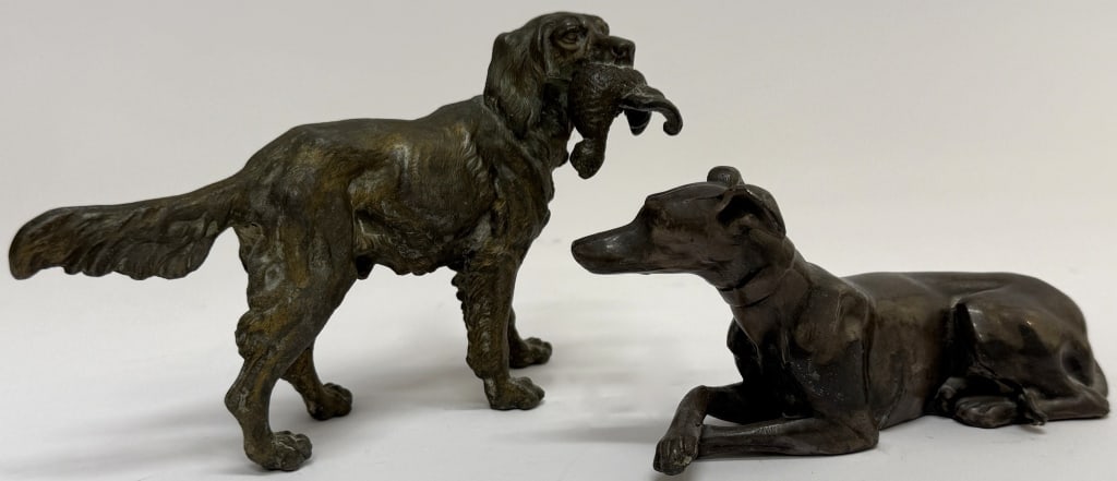 After Moigniez Hunting Dogs Metal Statues (1 of 3)