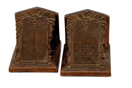 1922 L.V. Aronson Judaica Luchos Art Deco Bookends