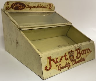 1920 Just Born Chocolates Candy Display Case