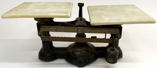 Vintage Ohaus Marble & Cast Iron Balance Scale