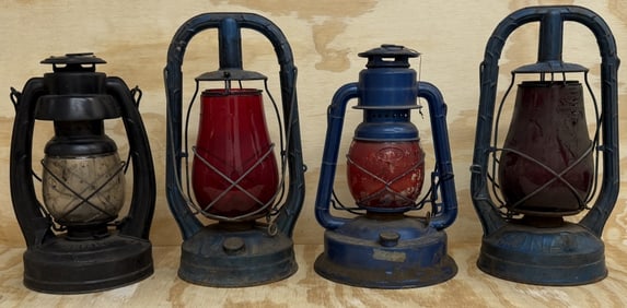 1950s Dietz Monarch Elgen Globe Glass Lanterns
