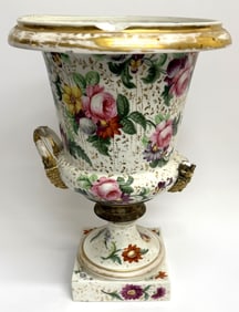 19th c. Old Paris Porcelain Floral Urn Vase