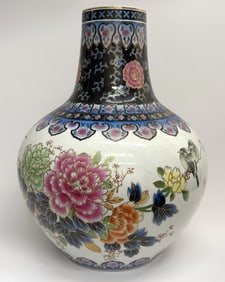 Vintage Chinese Famille Rose Bird Porcelain Vase