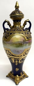 Antique 1920s Japanese Nippon Gilt Vase with Lid
