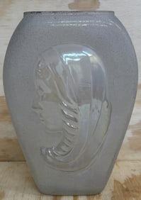 1930s Phoenix Glass Madonna Chipped Ice Glass Vase