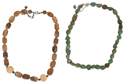 Sterling, Turquoise & Stone Bead Necklace Lot