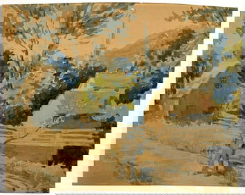 American Rural Landscape Watercolor Painting