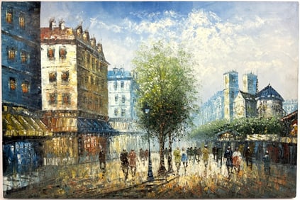Impressionist Parisian Cityscape Oil on Canvas