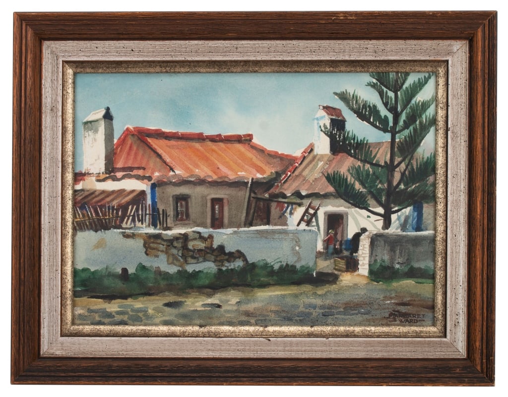 Margaret Ward 20th c. Watercolor Painting: Item/Description: Framed original watercolor painting of a small house by Margaret Ward (American, 20th Century). Signed lower right. Material: Watercolor on Paper Dimensions: Image: Height: 9 1/2";