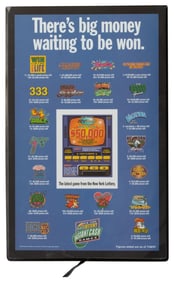 1990s New York Lottery Light-up Advertising Sign