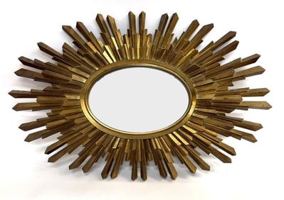 Mid-Century Gold Sunburst Mirror