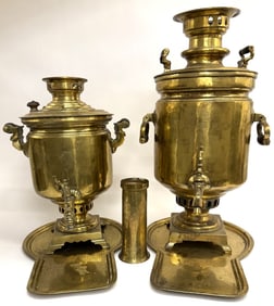 Early 20th C. Imperial Russian Brass Samovars