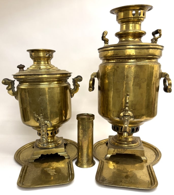 Early 20th C. Imperial Russian Brass Samovars (1 of 16)