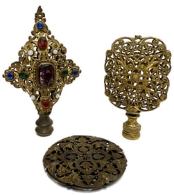 Art Deco Czecho-Slovakian Brass Lamp Finials